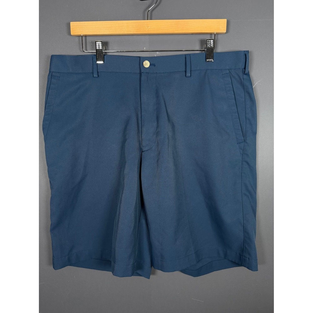 Peter Millar Wicking Golf Shorts Navy Blue Performance Flat Front Mens 36 9in